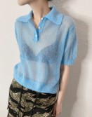Light Blue See Though Polo #250327